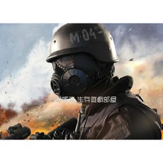 野戰搖滾-生存遊戲 M04 防毒面具造型風扇面罩 防彈面罩 SWAT 面具, 黑色, 1個