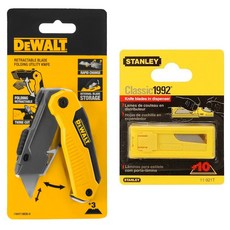 디월트 접이식 안전 커터칼 DWHT10035 + 다용도 칼날 11-921T 10개입 세트, 1개