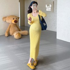 임산부 겨울 니트 롱 원피스 대형 사이즈 임부복 슬림핏 하객룩