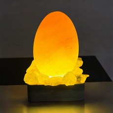 鹽燈 usb鹽燈 招財蛋 鹽燈搭配水晶 led燈座 精油燈 小夜燈, 小金蛋搭配黃水晶（招正財偏財）