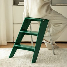 베스트리빙 접이식 스텝스툴 3단 실내 보조사다리 / 다용도 안전 발판의자, 그린, 1개