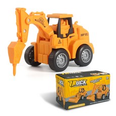 DFMEI 熱銷款兒童按壓滑行工程車挖掘機推土機趣味仿真玩具車, 如圖, 按壓鑽地車【彩盒裝】