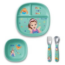 NUK 실리콘 아기 빨대 컵 잡기 쉽고 마실 수 있음 식기세척기 사용 가능 BPA 프리 1팩., Tableware Set, Ms. Rachel