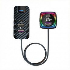 차량용 휴대폰 고속충전기 5포트 5in1 A타입 C타입 전압체크 후면 클립 1.5m 출장 여행 일상79m7+9CoT