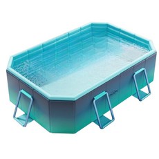 泳池 折疊泳池 免充氣游泳池 兒童泳池 贈豪華戲水 水池 兒童游泳池 戲水池 摺疊泡澡桶 免充氣水池, 冰河藍, 1個