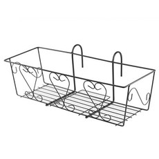 陽臺欄桿壁掛花架 可調節防銹塗層鐵藝花架, 52CM圓鈎碳鋼架,大