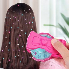 에슬린 헤어스티커 보석 머리 꾸미기 DIY 파티 코스튬 데코 세트, 1개, 핑크리본+스티커12매