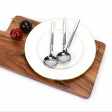 카페 디저트 무지 디자인 넓고 짧은 스테인리스 스푼