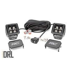 Rough Country 5.1cm(2인치) 블랙 시리즈 스퀘어 LED 큐브 조명 | 앰버 DRL - 70903BLKDRLA, Rough Country 5.1cm(2인치) 블랙 시리