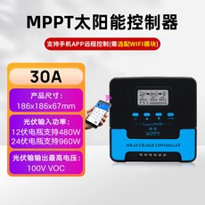 嵐聖 太陽能控制器 蓄鋰電池 光伏板充電器 全自動, 1個, mppt 12v 24v 通用型 30a