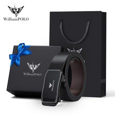 Williampolo 英皇保羅 高檔真皮 皮帶 男士褲帶 真皮自動扣無牙內穿純牛皮商務休閒腰帶男款【奧特萊斯】