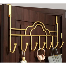 門後掛鉤 懸掛式置物架 簡約設計, 雲朵掛門七鉤（金色）單裝, 1個