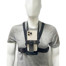 [6단 고정] 블레오 흔들림 방지 1인칭 핸드폰 카메라 촬영 거치대 바디 스트랩, 1개, 블랙