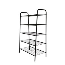 五層鞋架，簡約現代開放式層架鞋子收納架，穩固耐用易組裝鞋櫃, 黑色, 1箱