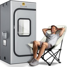 RelaxCube 휴대용 스팀 사우나 프로 1500W 3L 인체 공학적 하이 백 의자가 있는 텐트 홈 스파 실내용 전신 개인 박스 190.5 x 88.9 88.9cm(75 3, 기본 옵션