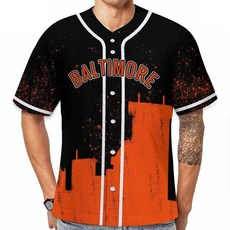 JH3DBF 야구 시티 저지 스포츠 팬 셔츠 팬 의류 남성용 선물 프린트 S-2XL 블랙_오렌지
