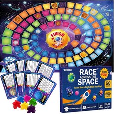 QUOKKA 만 8-12세 아동용 보드 게임 - 어린이 및 성인용 가족 게임 - 5-9세 세계 여행 카드 게임 - 195개의 세계 지도 카드로 수도 깃발 사실 및 지도 위치, Board Games, 4. Space Board Game