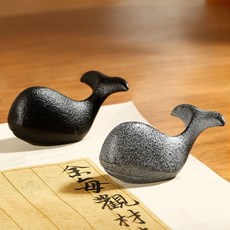 고래 주철 문진 오브제 서예 선물용 동물모양 무광, 블랙, 1개, 기본 색상