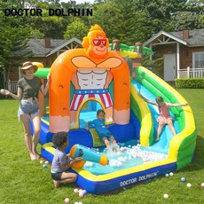 실내 가정용 홈 에어바운스 놀이터 미끄럼틀 수영장 워터슬라이드, 오랑우탄 성 350 310 245 cm