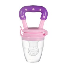 JoyBaby手搖鈴固齒器咬咬輔食器 副食品輔食手搖鈴 咬咬棒, 咬咬手搖鈴粉紫星星-M碼, 1個