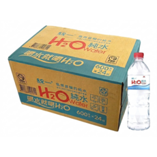 統一 H₂O 純水 嚴選水源 符合CNS12852標準, 24瓶, 600ml