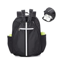 피클볼 백 백팩 2~6개의 패들에 적합 남성 및 여성용 대형 피클 볼 백 신발 칸과 펜스 후크 포함 훌륭한 선물, 블랙