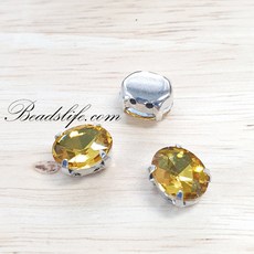타원글라스 캡보석 백금도금, 13*18mm(10개), 시트린, 1개