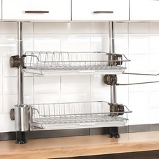 FIRSTLIVING 不鏽鋼立柱式水槽架 400 高級碗盤瀝水架, 1個, 銀色, 2層