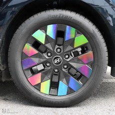 [비브랜드] 피그파인더 18인치 빛 반사 홀로그램 휠마스크 스티커 포인트 튜닝 흠집 스크래치 기스보호 커버 데칼 차량용품 스타리아 호환, 라운지_프리즘, 1개