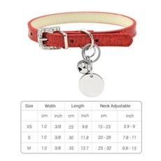 벨과 블링 가죽 고양이 목걸이 강아지 작은 새끼 이름, 1개, 8. Red