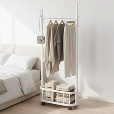 FODOSS 선인장 옷걸이 행거 튼튼한 메탈 스탠드 옷걸이 이동식 행거, 흰색