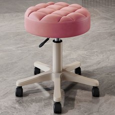 회전의자 귀여운 엔틱 체어 카페 스툴 메이크업, 복숭아핑크면빵-크림화이트봉-방스크래치정숙륜