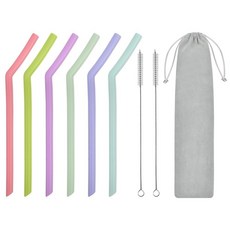 DS. DISTINCTIVE STYLE 스타일 재사용 가능한 실리콘 빨대 6팩 유연하고 구부릴 수 있는 여행용 음료 빨대 세척 브러시 포함 122823
