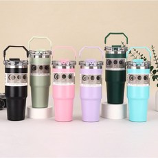 대용량 텀블러 보온 보냉병 손잡이형, 3개, 블랙, 890ml