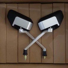 電動車反光後視鏡 奪冠款銀杆方鏡, 1個, 奪冠銀杆 10對8mm雙正絲