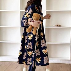 통통한 여성 반팔 잠옷원피스 여름 얇은 사이즈 업 무릎 가리 여성 넉넉한 임산부 잠옷원피스