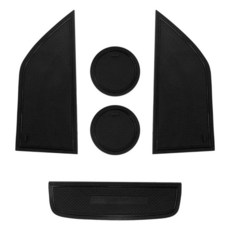 CupHolderHero 포드 머스탱 액세서리 2015-2023 프리미엄 맞춤형 내부 미끄럼 방지 먼지 방지 컵 홀더 인서트 센터 콘솔 라이너 매트 도어 포켓 라이너 5피스 세, 단색 블랙