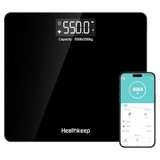 체지방 저울 스마트 욕실 체중계 BMI 체성분 모니터 피트니스 추적용 스마트폰 앱이 있는 고정밀 건강 분석기 180kg(400파운드), Black 550lb