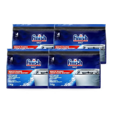 Finish 洗碗機軟水鹽 1公斤裝 預防水垢, 4個, 1kg