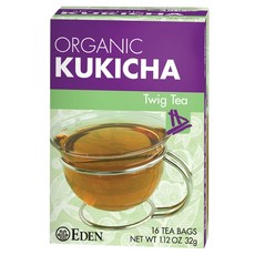 에덴 푸드 유기농 쿠키차 잔가지 차 - 티백 16개 Eden Foods Organic Kukicha Twig Tea - 16 Tea Bags, 163.29g, 1개