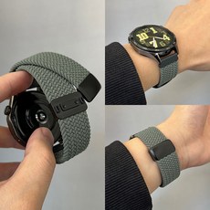 适用OPPOwatchX2mini表带 尼龙磁吸扣, 【暗橄榄】金属磁吸口-不掉磁吸,适用接口尺寸宽度18mm