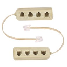 2피스 6P4C 수 폰 잭 스플리터 - 4 암 웨이 소켓 베이지 어댑터 전화선 전화 연장 코드 포함 157392, 2피스 6P4C 수 폰 잭 스플리터 - 4 암 웨이 소