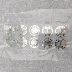 이로나 한복 전사지 전통문양 열전사 스티커 금박 은박 길상문 꽃문양, 1개, 길상문원형-은박1.8cm직경/10개
