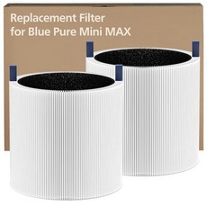 WILERDA 2팩 미니 맥스 교체 필터 FMINI BLUEAIR Blue 퓨어 공기 청정기와 호환 Ture HEPA + 활성화 A11ergen, 2-Pack Mini Max Filter, White