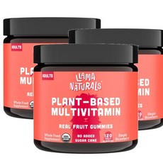 라마내추럴스 어덜트 리얼 과일 멀티비타민 구미 젤리 LLAMA NATURALS Adults Real Fruit Multivitamin, 3개, 120정