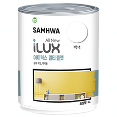 삼화페인트 아이럭스 멀티 무광 플랫 친환경 벽지용 수성, 백색, 4L, 1개