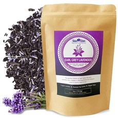 홍차효능 홈카페 블랙티 소 젠 얼 그레이 라벤더 티 루즈 리프 블렌드 4온스 (113g) | 프리미엄 품질 찻잎과 꽃 생 재료 첨가물이 없 활력 넘치고 있 차