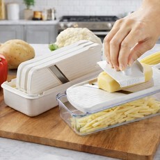 시모무라 야채공방 손잡이 채칼 강판 슬라이서 4종 + 케이스 + 안전홀더 세트 VSY-01, White, 1세트