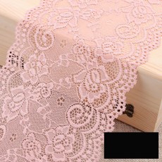 Makone 레이스리본 원단 겉감 수공예 재료 패브릭, T08-라이트핑크(넓이약 15cm1미터)