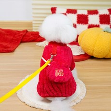 寵物狗新年衣服 貓咪衣服 泰迪小型犬 休閒保暖絨衣, 1個, XS